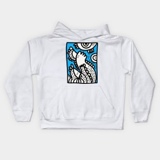 Happy Blue Doodle Graffiti Characters Kids Hoodie